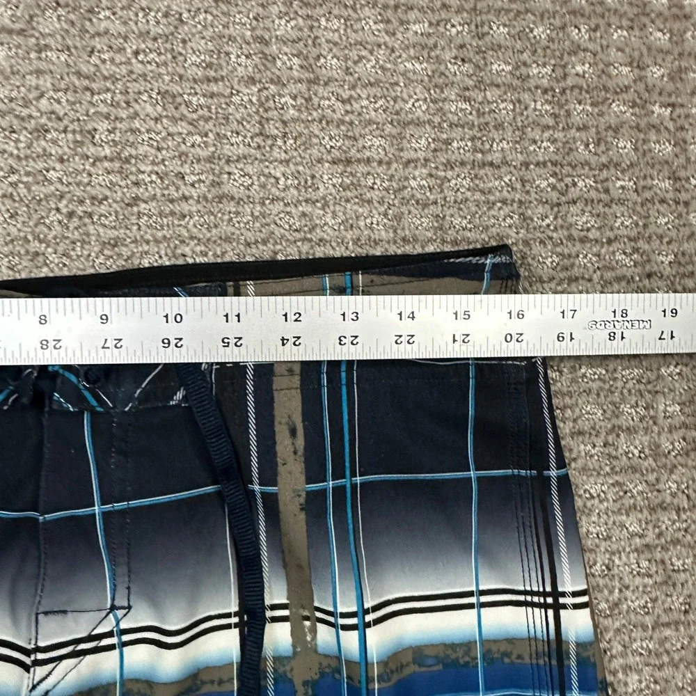 Quiksilver Cypher Series Board Shorts Mens 31 Blue Plaid 4-Way Stretch Q101349